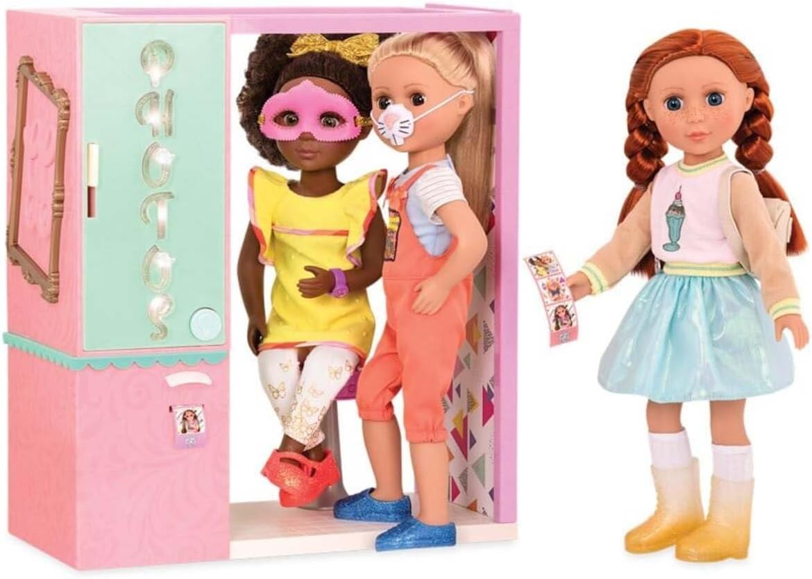 Glitter Girls - Polaroid of Friendship! - 14-Inch Doll Accessories - Photo Booth with Stool & Props - Bunny Nose & Masquerade Mask - Working Lights & Sounds - Toy for Toddlers, Kids 3 Years +
