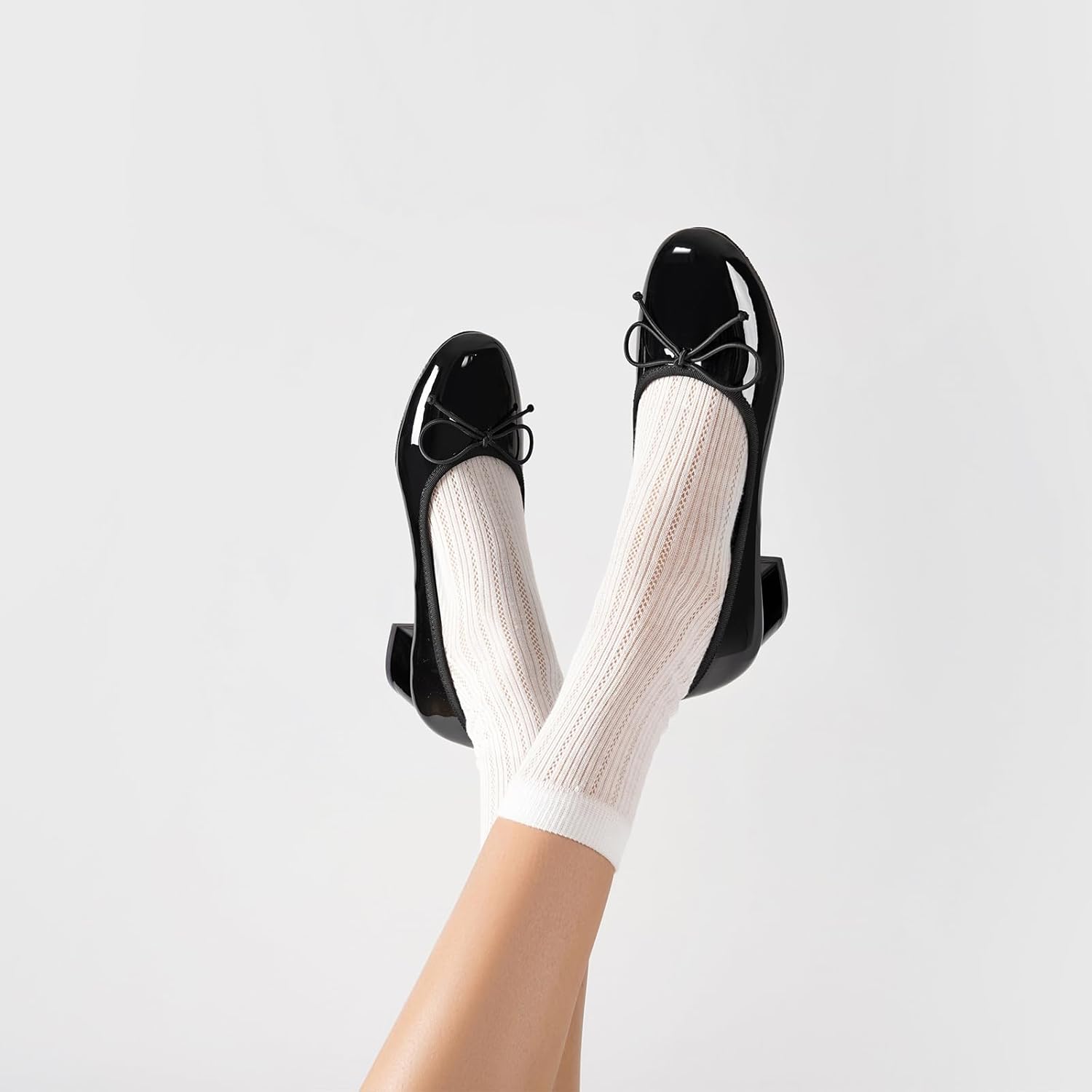 Vertundy Women's Square Toe Ballet Pumps Low Chunky Block Heels - Image 6