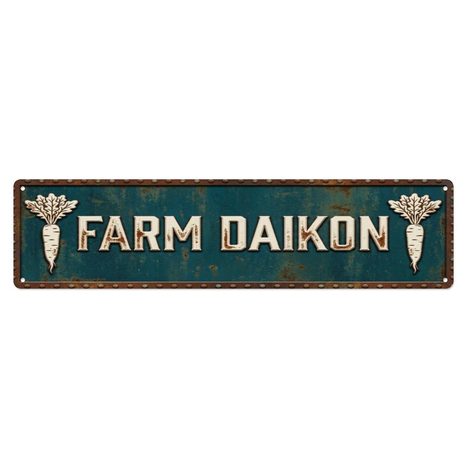 Metal Tin Sign FARM DAIKON Vintage Root Rustic Farmhouse
