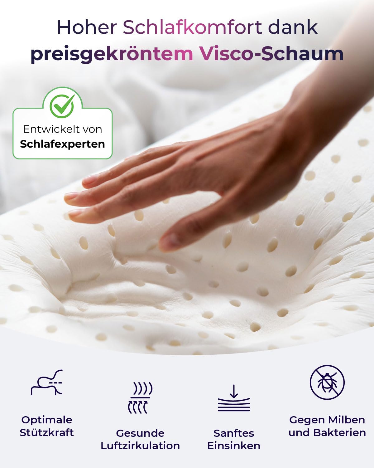 aiLigner ergonomisches Nackenkissen, 3-lagig und höhenverstellbar | HWS Kopfkissen aus Memory Foam gegen Nackenschmerzen, Nackenstütz-Kissen für Seitenschläfer, Rückenschäfer, Bauchschläfer