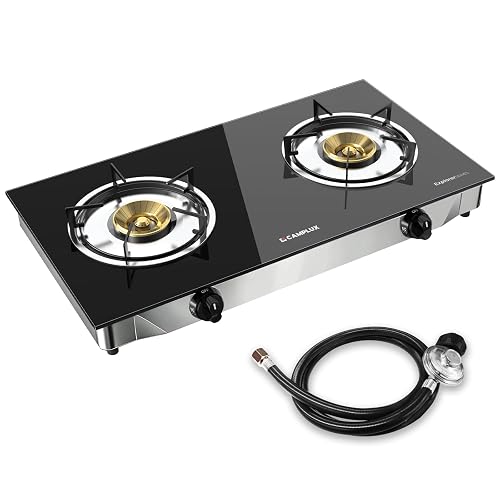 CAMPLUX 2 Burner Propane Stove Tempered Glass 19,000 BTU