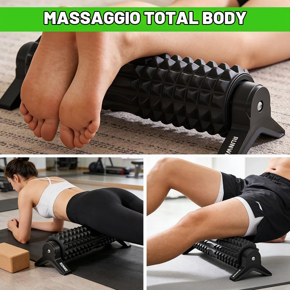 Rullo fasciale con supporto e texture 3D, rullo massaggiante, rullo in schiuma rigida per massaggio a tutto il corpo, ideale per yoga, pilates, fitness, schiena, gambe, spalle, rilassamento muscolare
