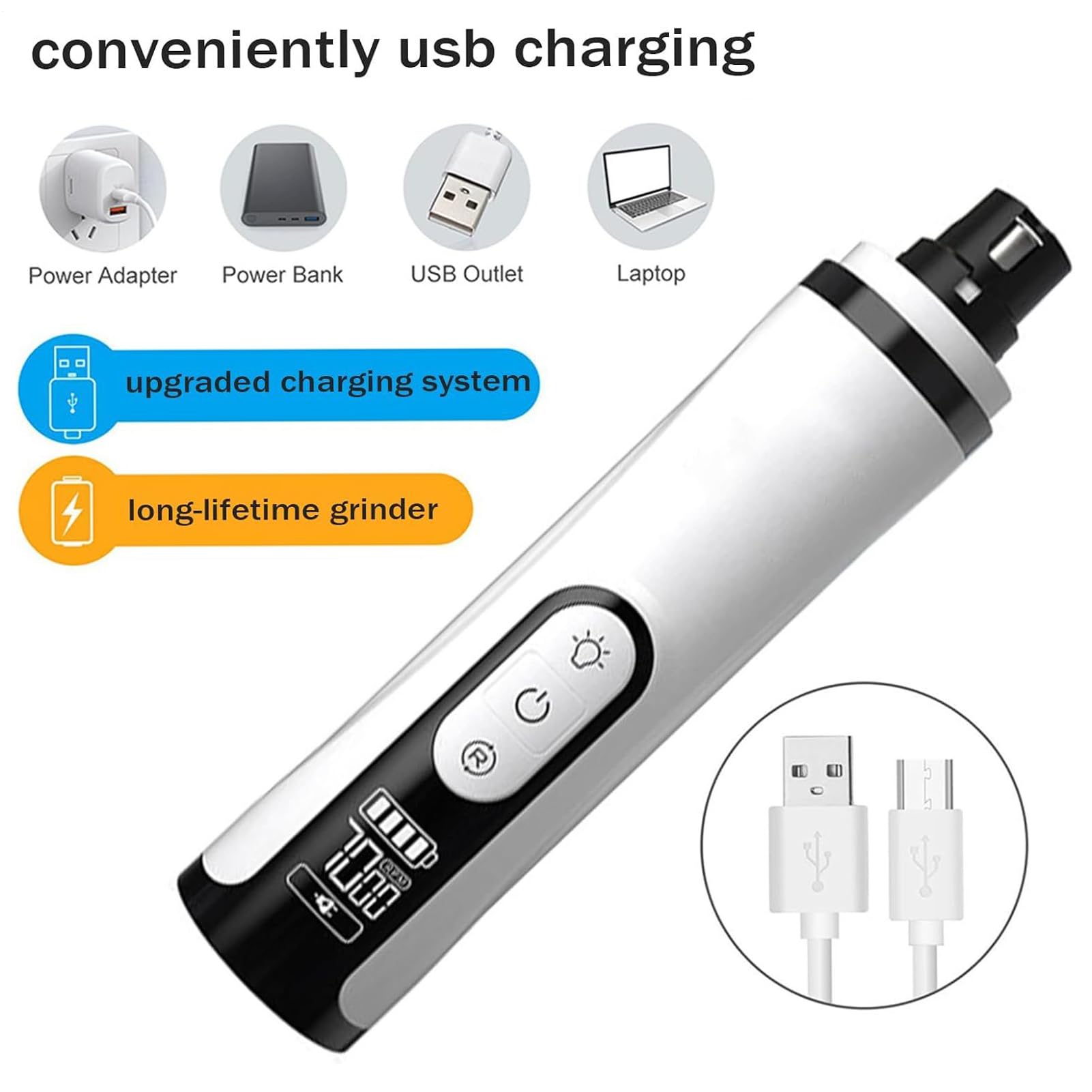 Broyeur à ongles électrique pour chien Outil de toilettage 3 vitesses