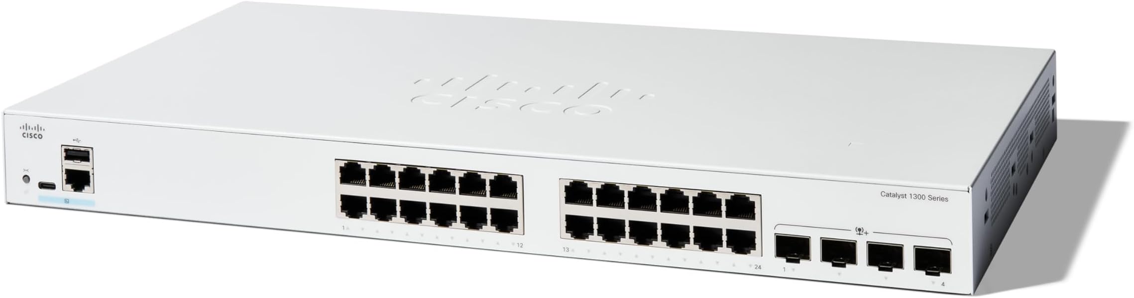 Catalyst 1300-24T-4X Managed Switch, 24 Port GE, 4x10GE SFP+, Limited Lifetime Protection (C1300-24T-4X)