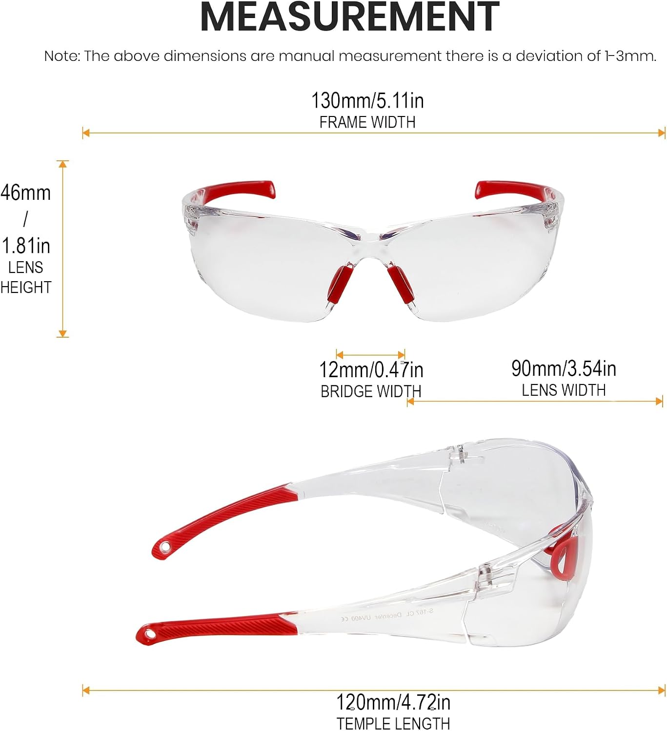 Calabria Side Out Clear Crystal Red Sport Safety Glasses for Pickleball Eye Protection for Women Pickleball Glasses for Men