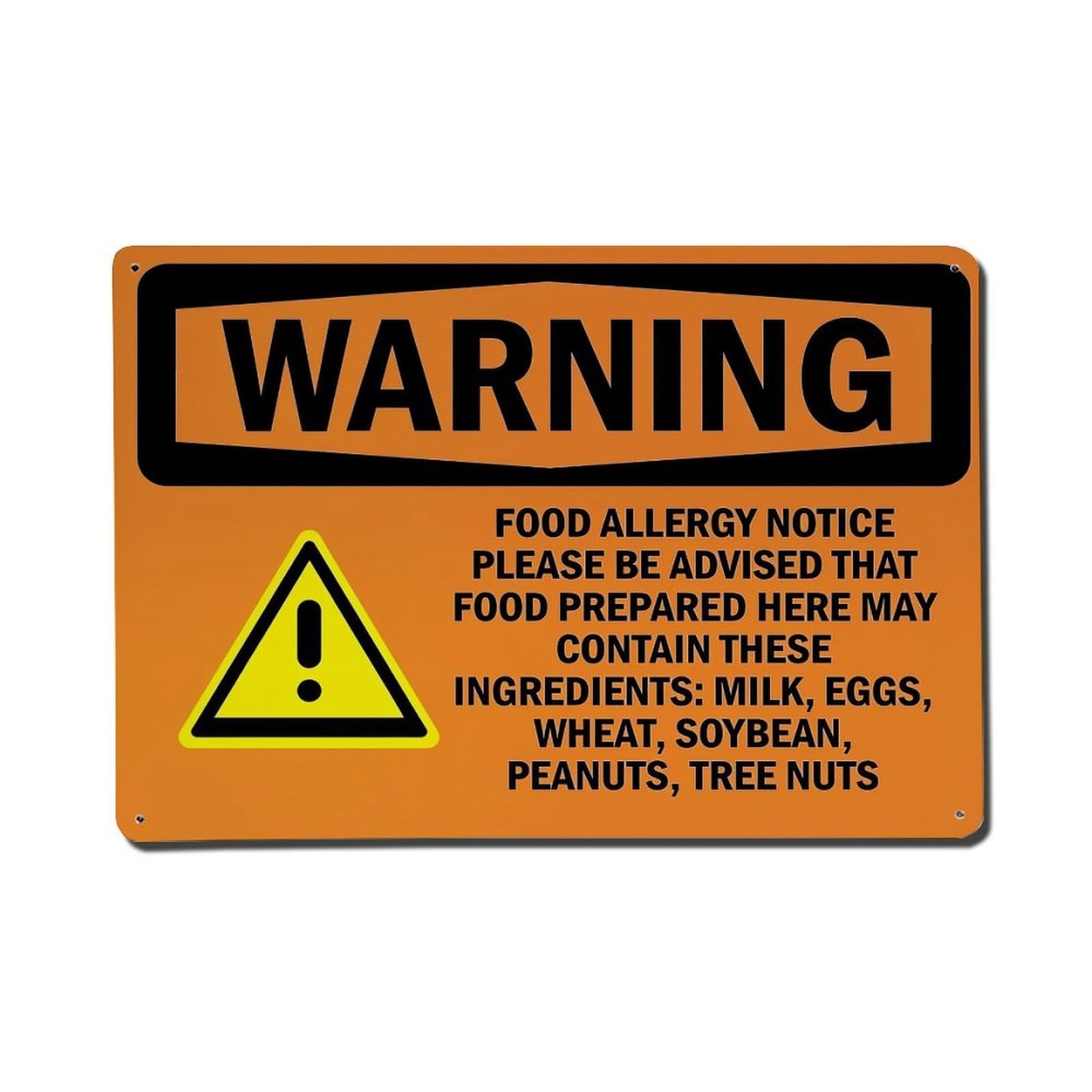 Nestemfo Vintage Warning Food Allergy Notice Sign Tin Sign Metal Sign, Living Room,Bar, Home, Bedroom Wall Decor,Retro Metal Poster 8X12 Inches