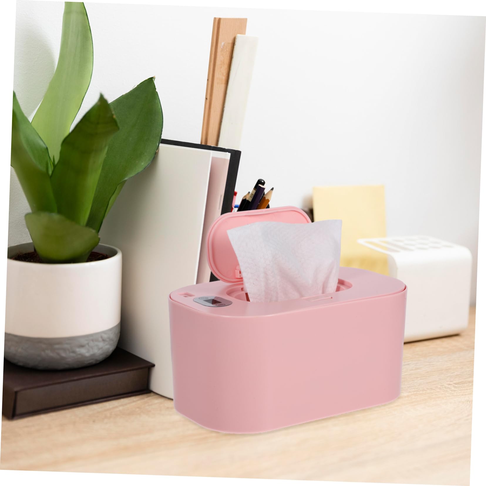 Healifty Calentador De Pañuelos Húmedos Para Ñiño Portátil Rosa, Capacidad 80 Toallitas, Termostato Ajustable, Bajo Consumo, Uso El Hogar y Viaje