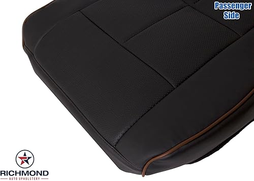 Miniatura 6 de Richmond Auto Upholstery - Funda de asiento de cuero perforado de repuesto para parte inferior del pasajero, color negro con ribetes marrones
