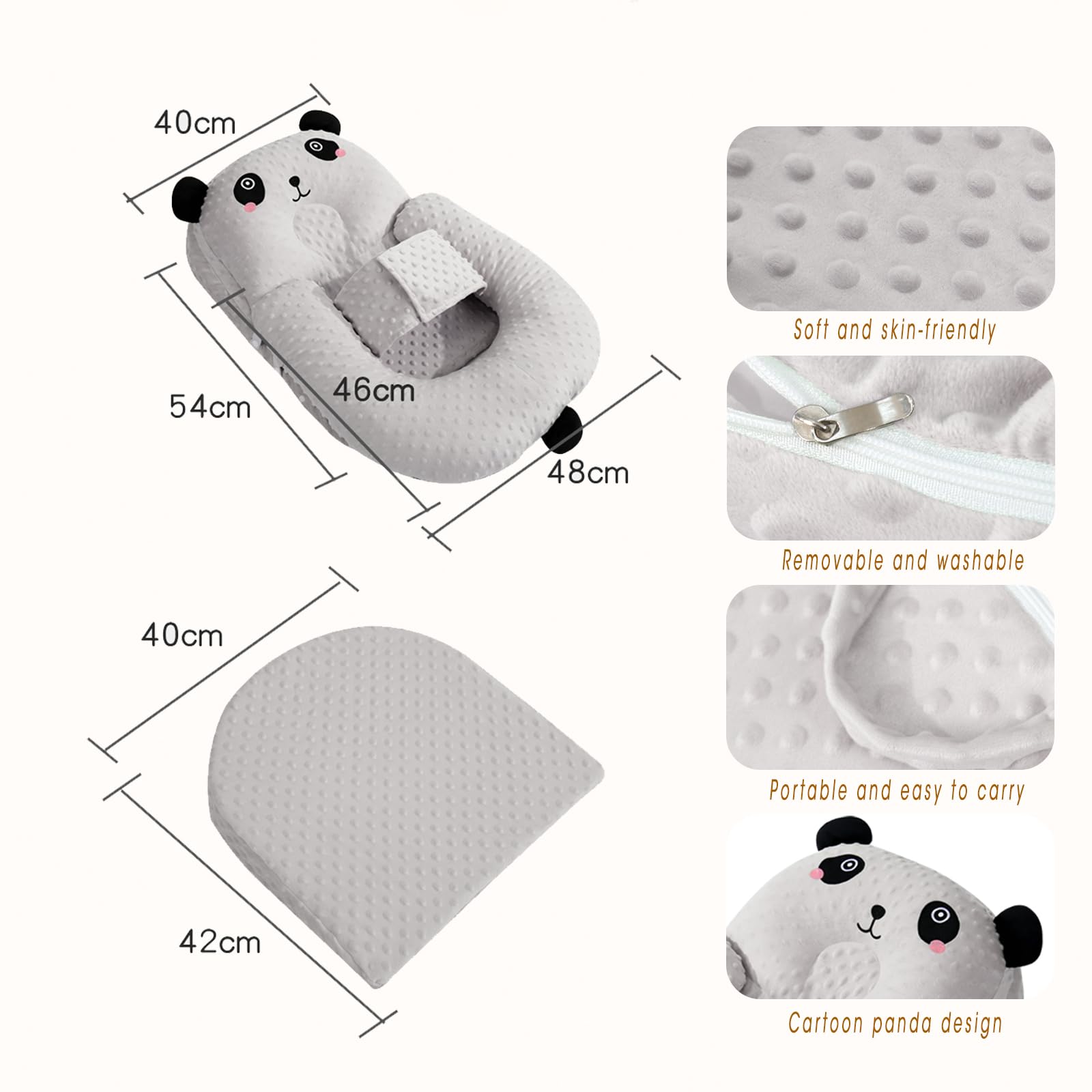 Stillkissen Stillkissenbezug, Stillkissen für Baby, Ergonomisches Still- und Lagerungskissen, Anti-Reflux & Spuckschutz für Neugeborene,Atmungsaktiv & Waschbar (02)