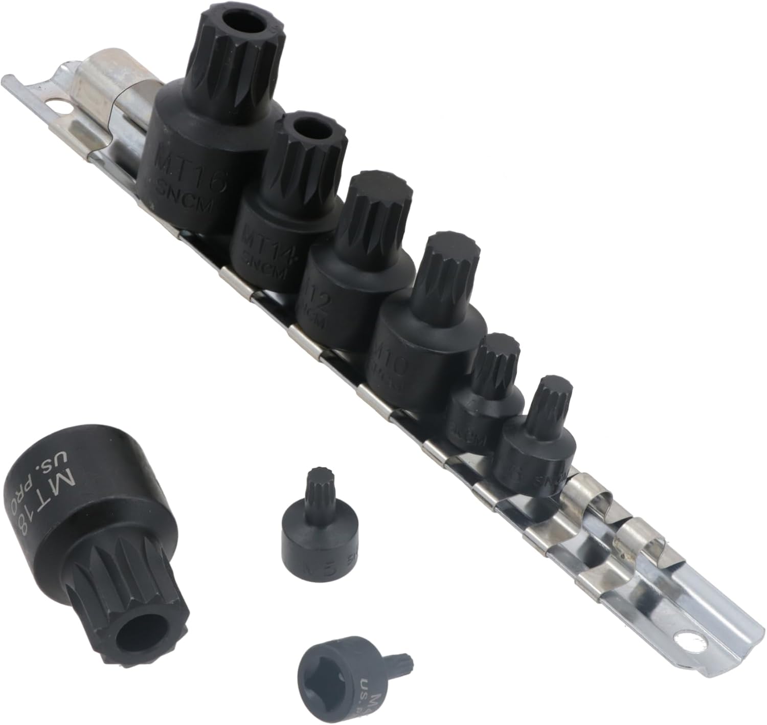 Stubby Impact Triple Square Spline Bit Sockets M4 - M12 MT14 - MT18 9pc Set