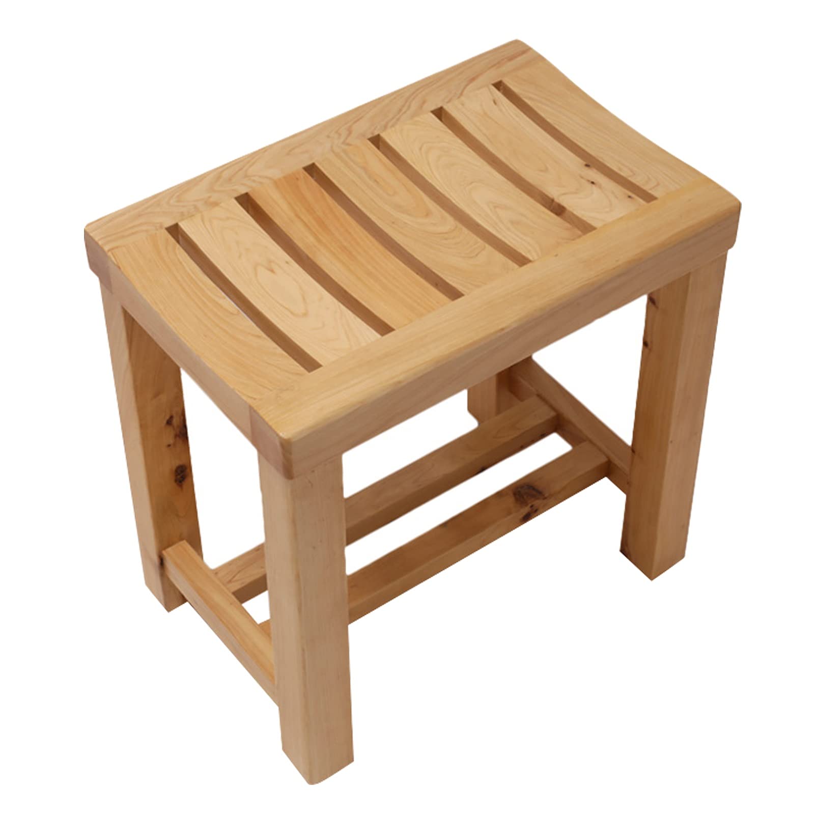 Banc de douche en bois avec étagère pratique pour la salle de bain