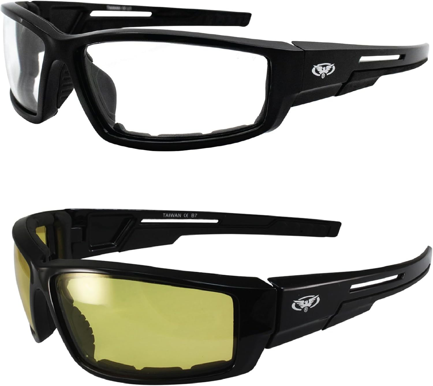 Global Vision Set of 2 Sly Motorcycle Sunglasses 24-Hour Yellow to Smoke & Smoke to Clear Photochromic Lenses