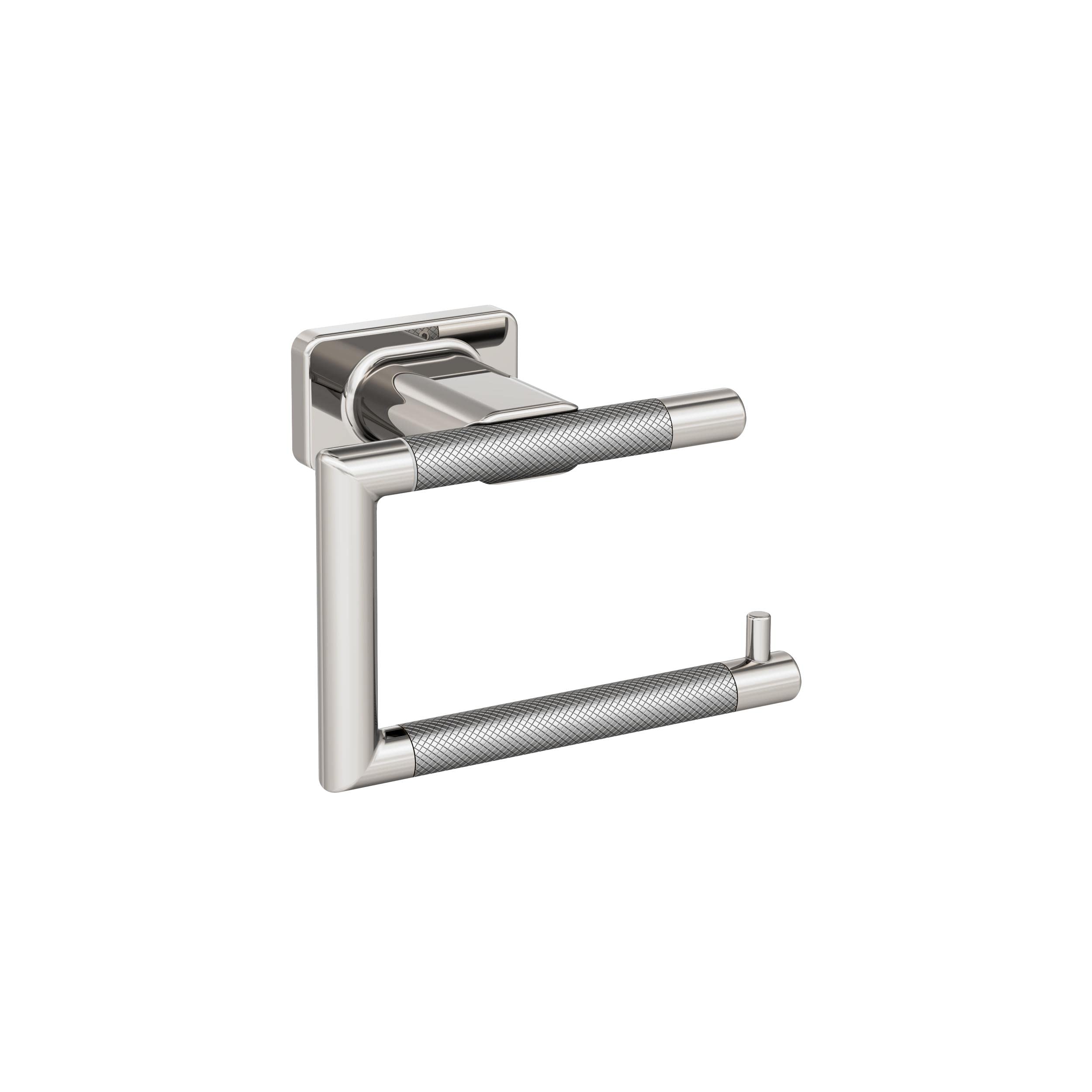 Amerock BH26617PNSS | Polished Nickel/Stainless Steel Single Post Toilet Paper Holder | 5-7/8 in. (149 mm) Toilet Tissue Holder | Esquire | Bath Tissue Holder | Bathroom Hardware | Bath Accessories ( SIMILAR TO ESTOCK )