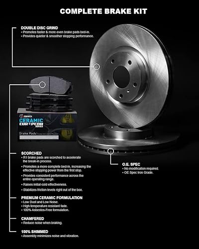 Miniatura 4 de R1 Concepts Kit de frenos traseros y rotores  Pastillas de freno traseras Rotores y pastillas de freno  Pastillas y rotores de freno de cerámica