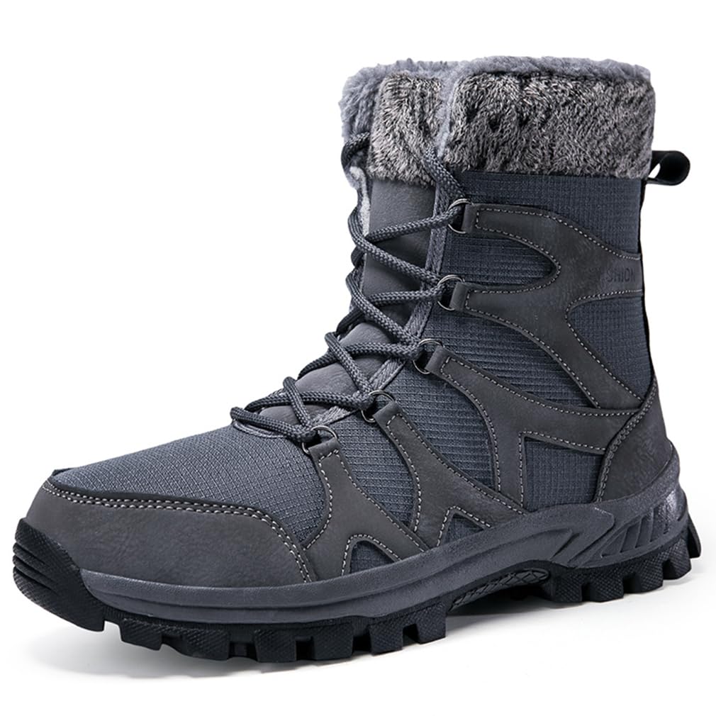 EASYANTMens Winter Snow Boots Casual Microfiber Leather Lace Up Boot Male Warm and Thickened shoes