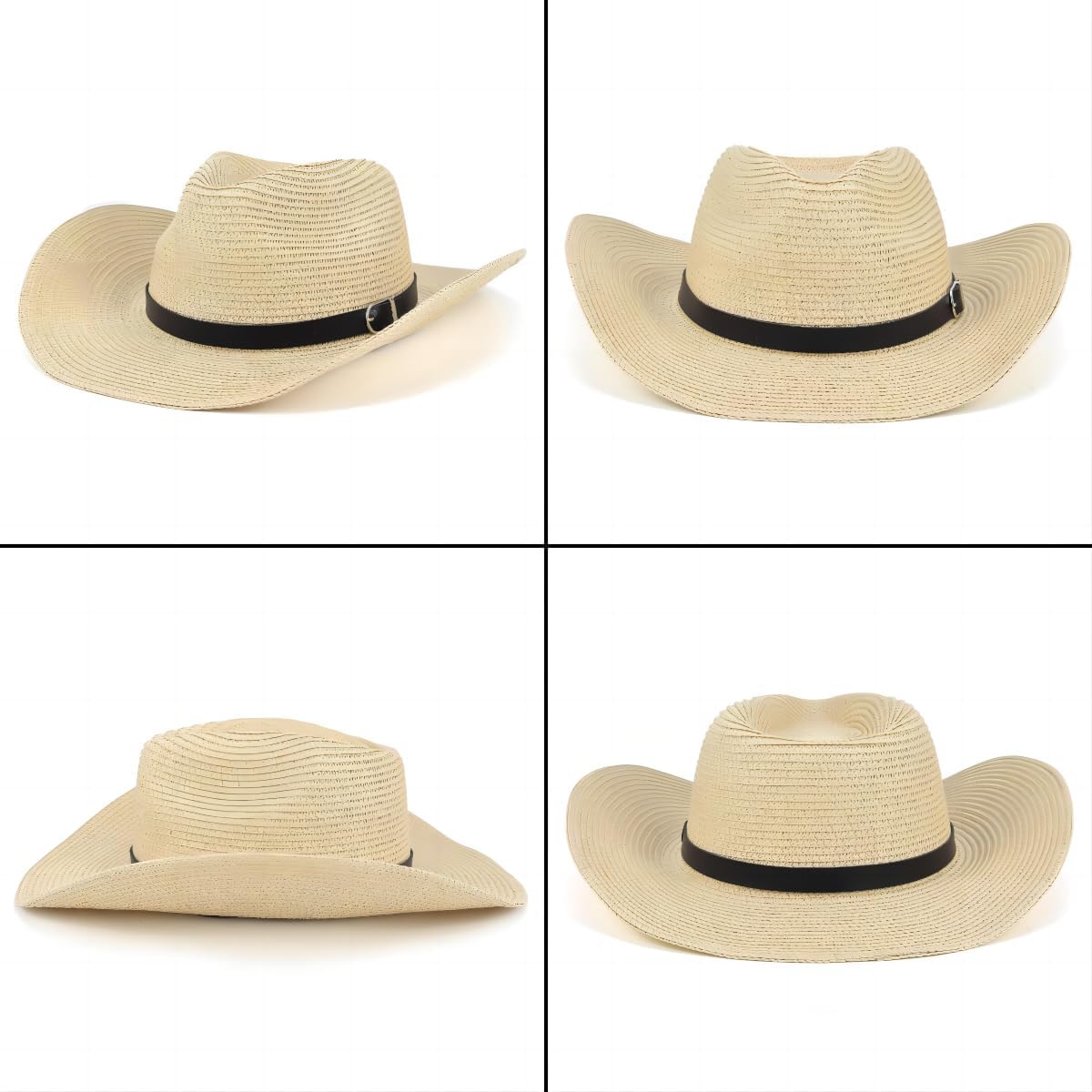 EINSKEY Adjustable Straw Cowboy Hat for Men Women, Western Cowgirl Hat Shapeable Wide Brim Sun Hat with Detachable Chin Strap - Image 9