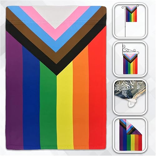 Miniatura 5 de Progress Pride LGBT+ - Kit de bandera de jardín de 12 x 18 pulgadas, bandera de jardín de poliéster grueso duradero de doble cara y 3 barras de
