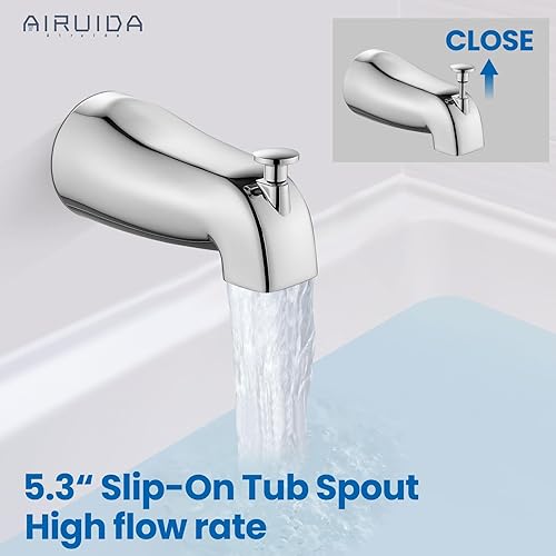 Miniatura 4 de Airuida Juego de grifo de ducha con cabezal de ducha cuadrado de lluvia de 8 pulgadas y boquilla de bañera, kit de grifo de bañera, juego completo