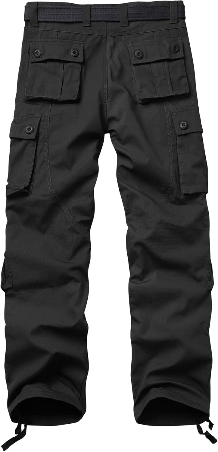 Men's Fleece Lined Cargo Pants Winter Camo Tactical Pants Waterproof Thermal Hiking Pants Insulated Work Pants No Belt - Image 3