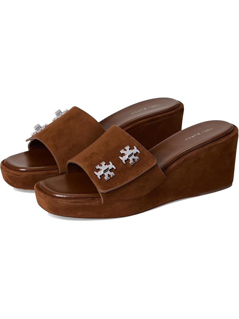Brown Tory Burch Turnlock Wedge Sandal 60mm