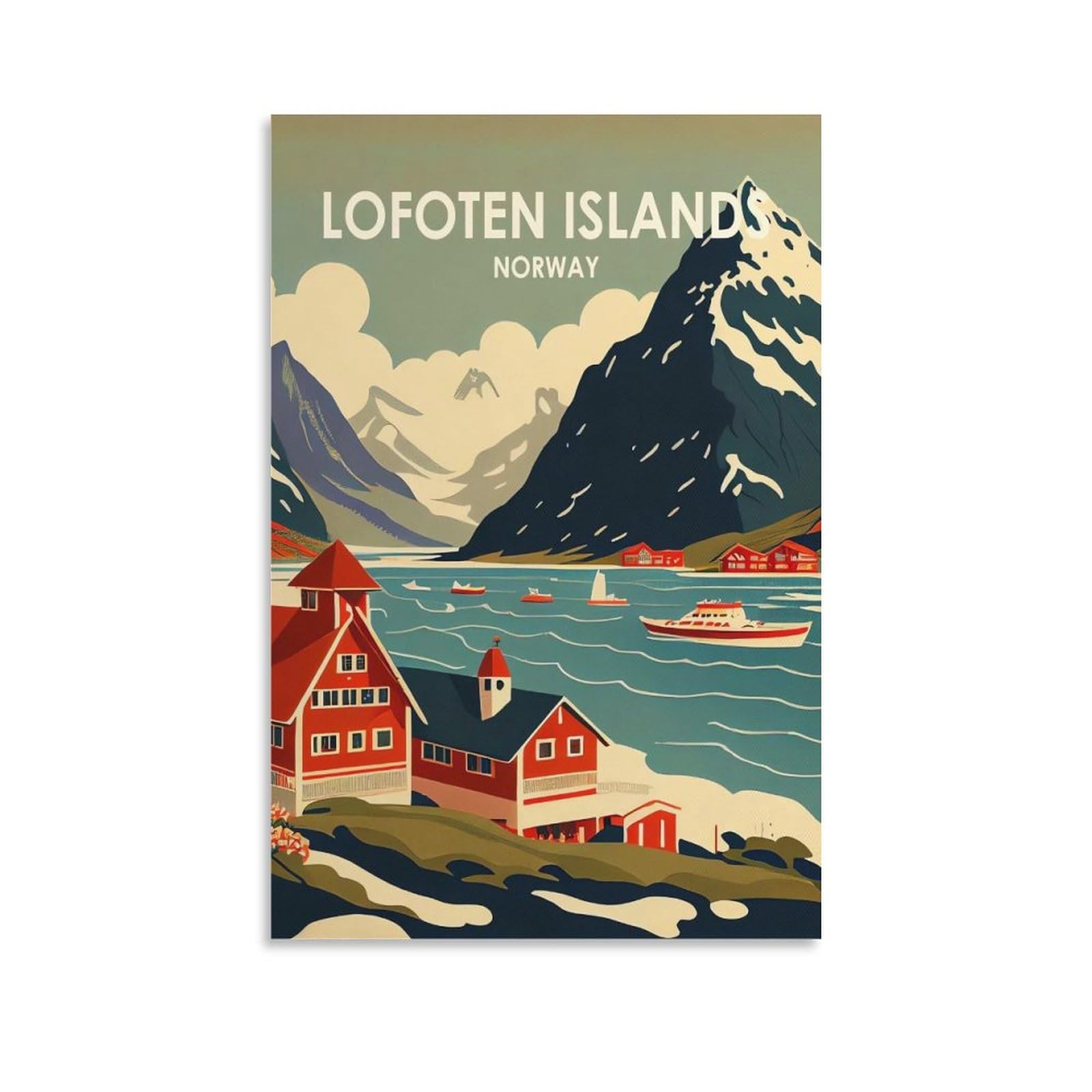 Orbana Unframe-Style Lofoten Islands Norway Vintage Travel Posters Landscape 12X18inch(30X45cm) Canvas Print For Living Room, Bedroom, Dorm, Home, Office Wall Decoration