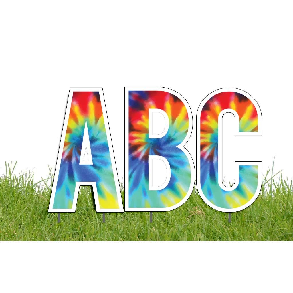 VictoryStore Lettres de Jardin découpées, décoration de Cour de l'alphabet de 45,7 cm de Haut, avec piquets 18" H Tie Die