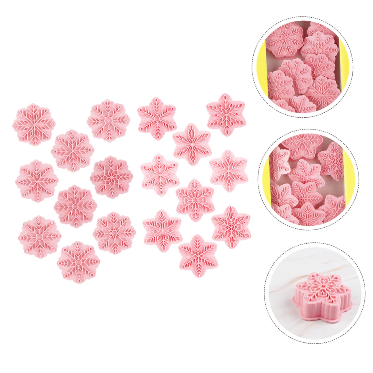 PRETYZOOM 72 Stk Schneeflocken-Schablone Weihnachtsbacken Urlaubsplätzchen weihnachts backform christmas-decorations Keksform aus Kunststoff für Backliebhaber pp Rosa