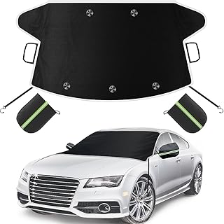 Sompaty Car Windshield Cover for Ice and Snow, Windshield Snow Cover, Performance Brake Kitswith Side Mirrors Cover for Snow, Ice, UV Fits Most Cars, Trucks, Vans, SUVs, Glow Strips