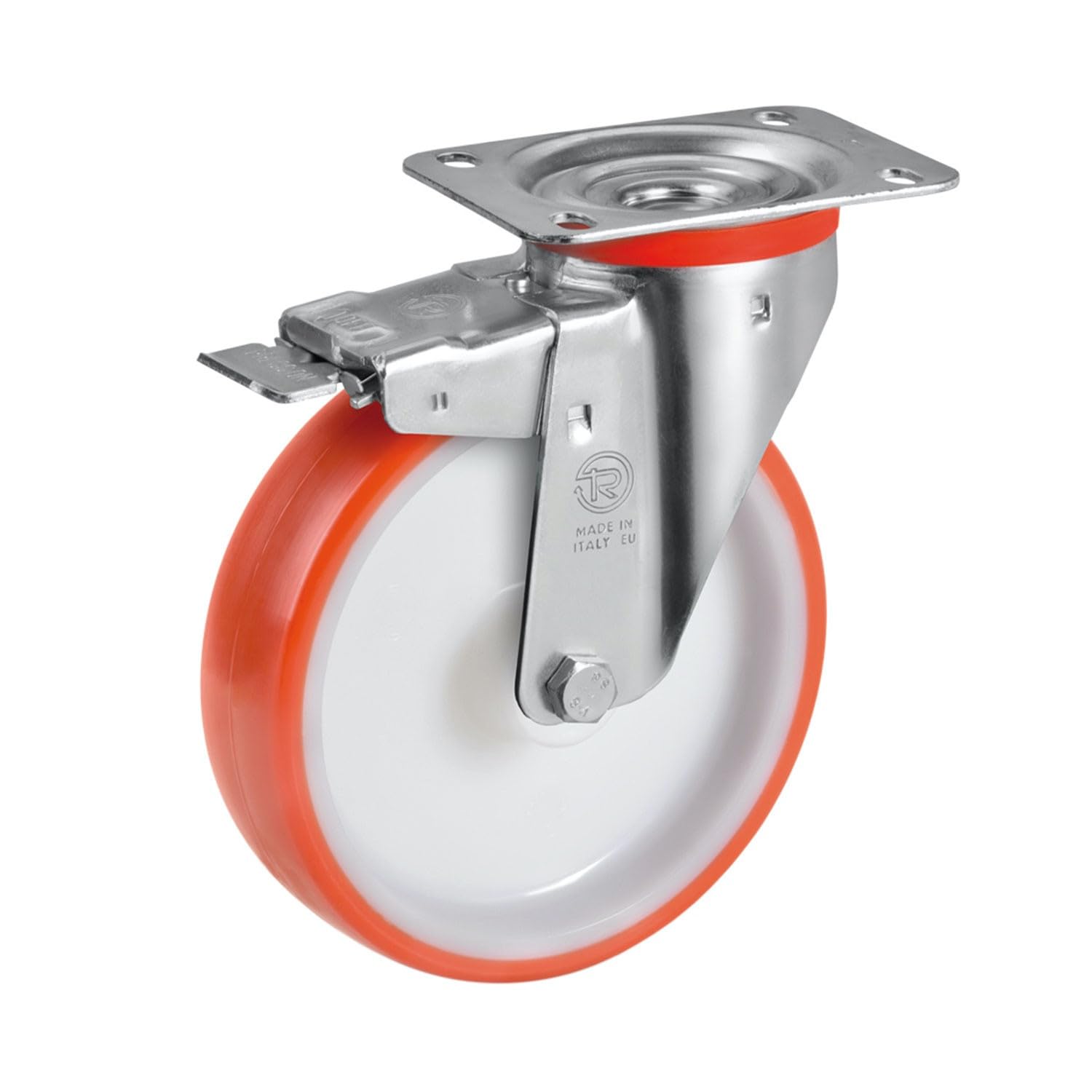Roulette pivotante à frein 125 mm anti-trace pour chariot lourd 220 Kg