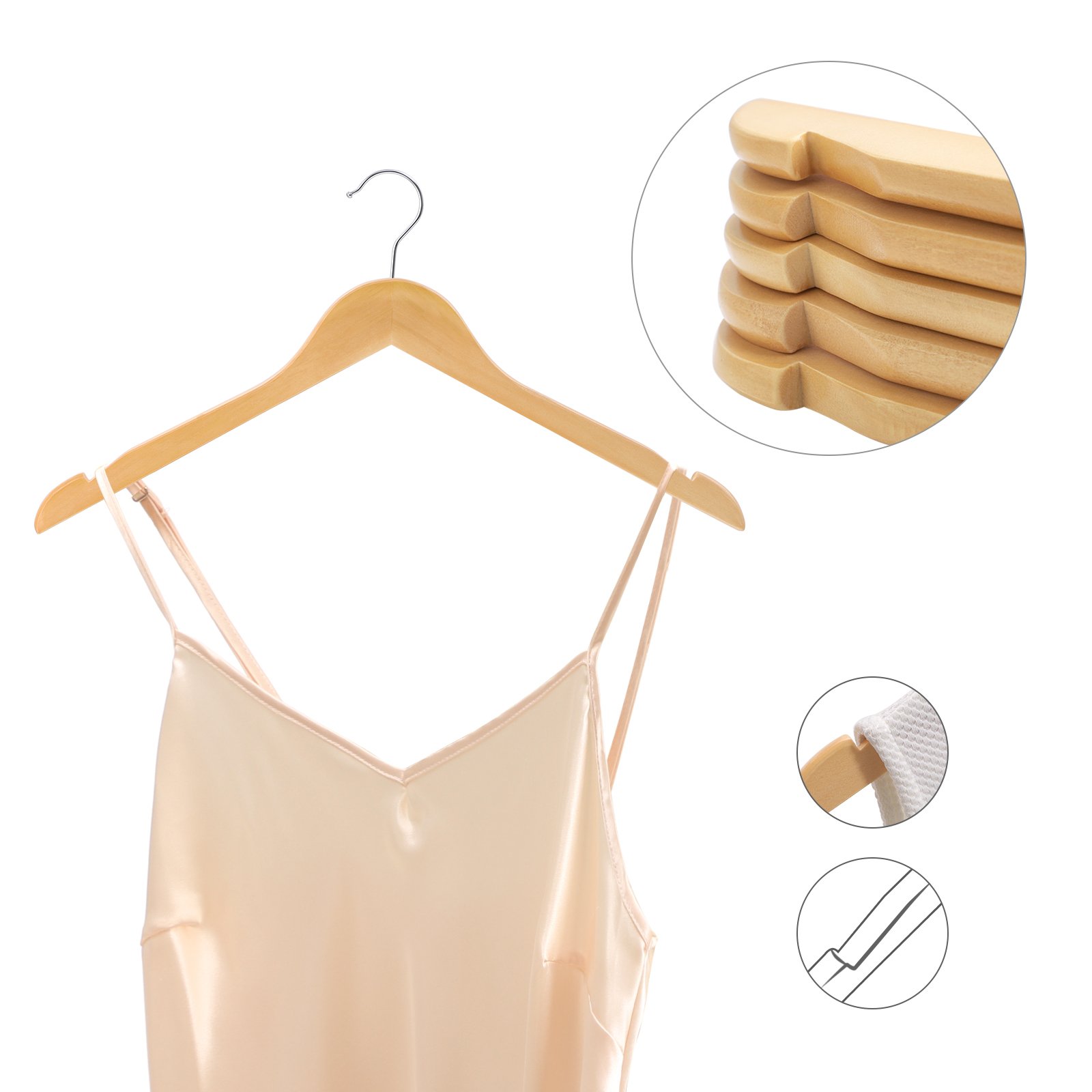20 Stuks Massieve Houten Hangers Met Inkepingen Haak 360 Roteerbare Niet Slip Voor Jassen Pakken Jassen Shirts Natuurlijke Kleur Crw003 20