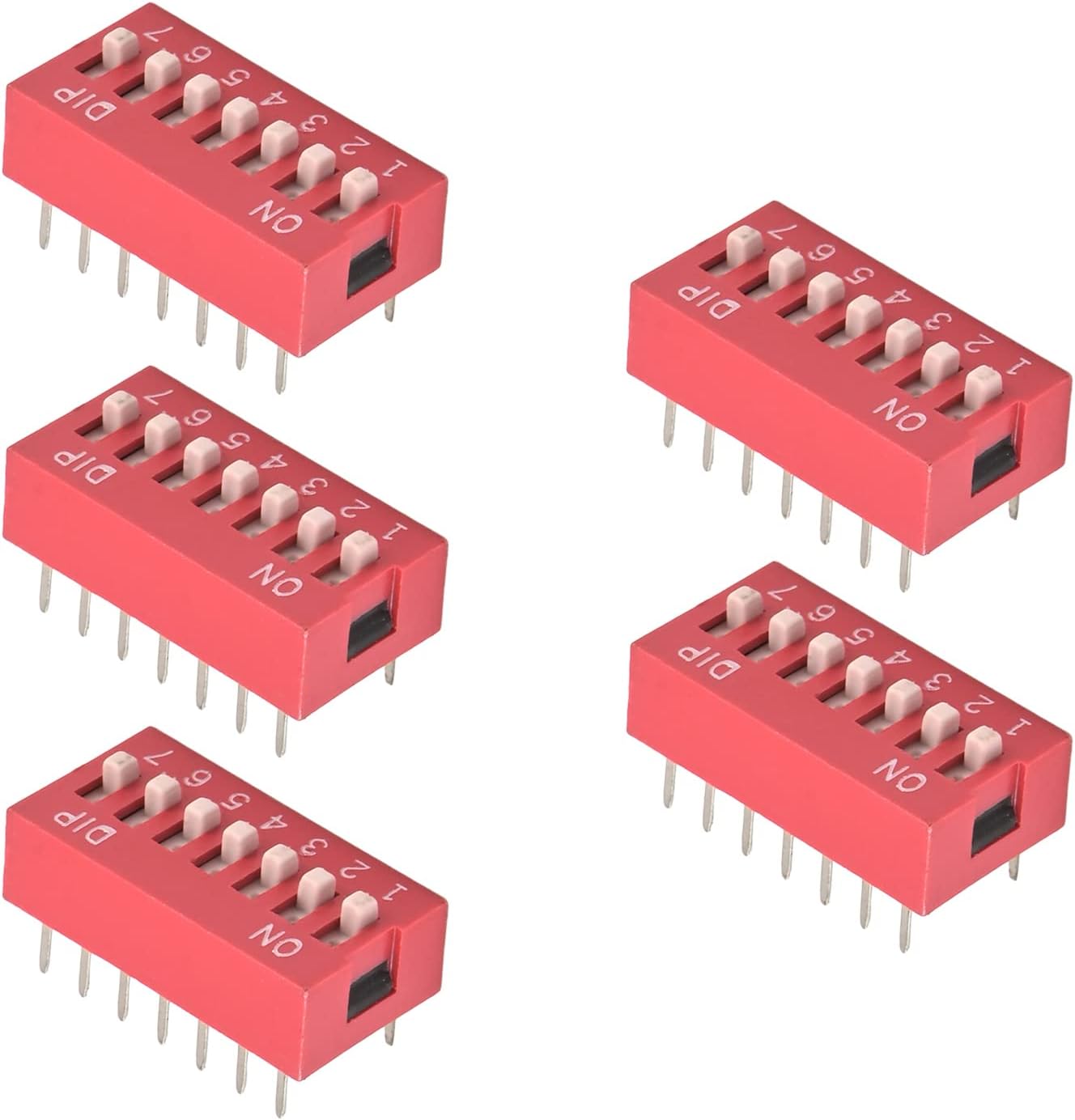 Fielect 10pcs Black DIP Switch Horizontal Toggle 1-12 Positions 2.54mm Pitch for Circuit Breadboards PCB
