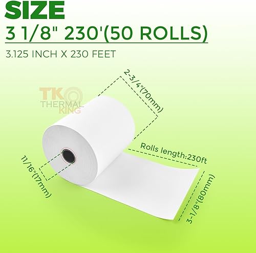 Miniatura 72 de (10 rollos) Papel térmico de 2 1/4 pulgadas x 165 pies, papel de recibo para caja registradora de negocios minoristas, se adapta a la mayoría