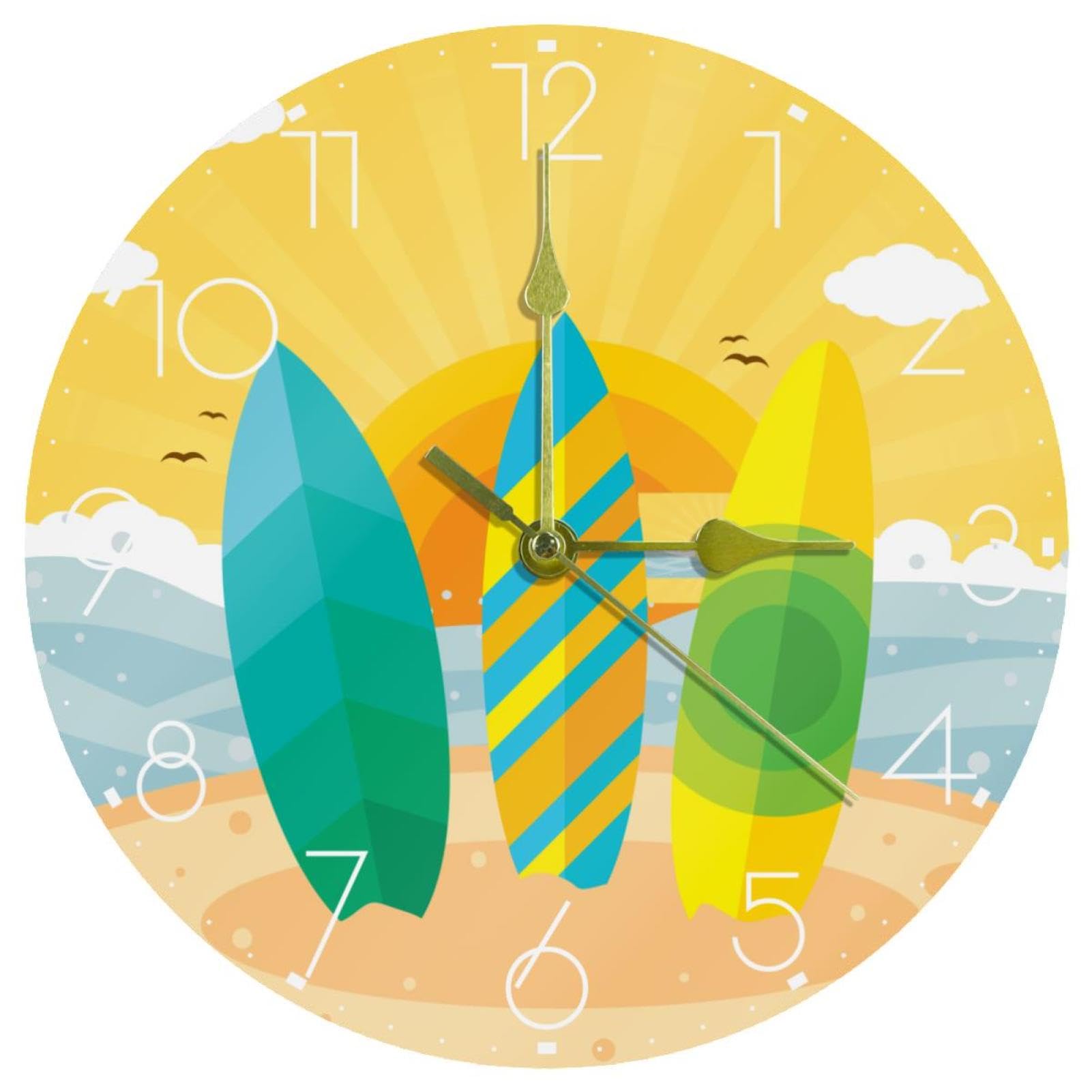 Horloge murale silencieuse de 25,4 cm finition plage haut de gamme