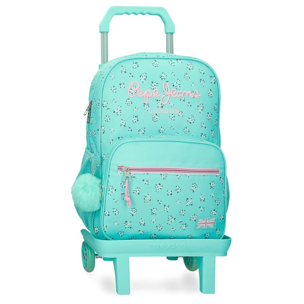Pepe Jeans Nora School Backpack with Trolley Blue 30x39x12cm Polyester by Joumma Bags