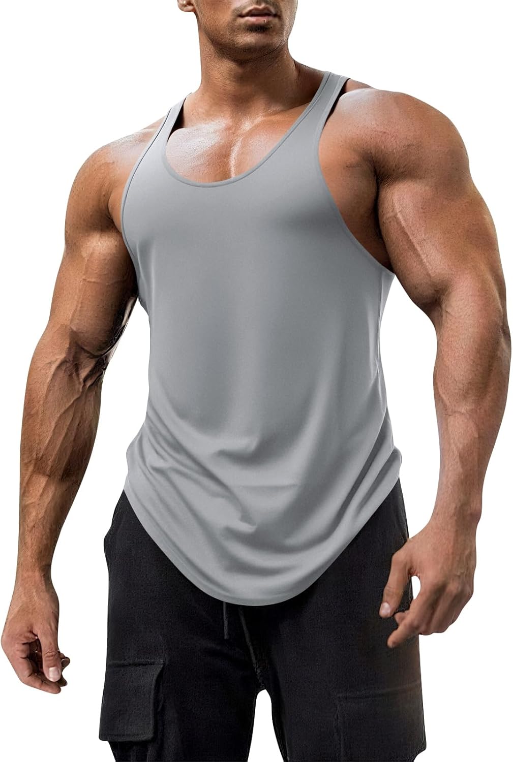 Mens Workout Tank Tops Fitness Bodybuilding Sleeveless Gym Muscle Stringer Shirts