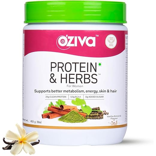 OZiva Protein & Herbs for Women Vanilla Almond 1lbs
