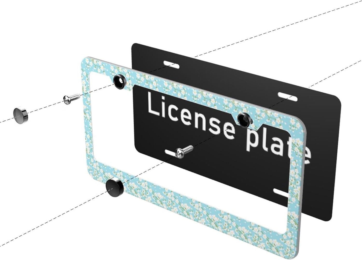 Flowers License Plate Frame 2 Pack Aluminum License Plate Holder image 5