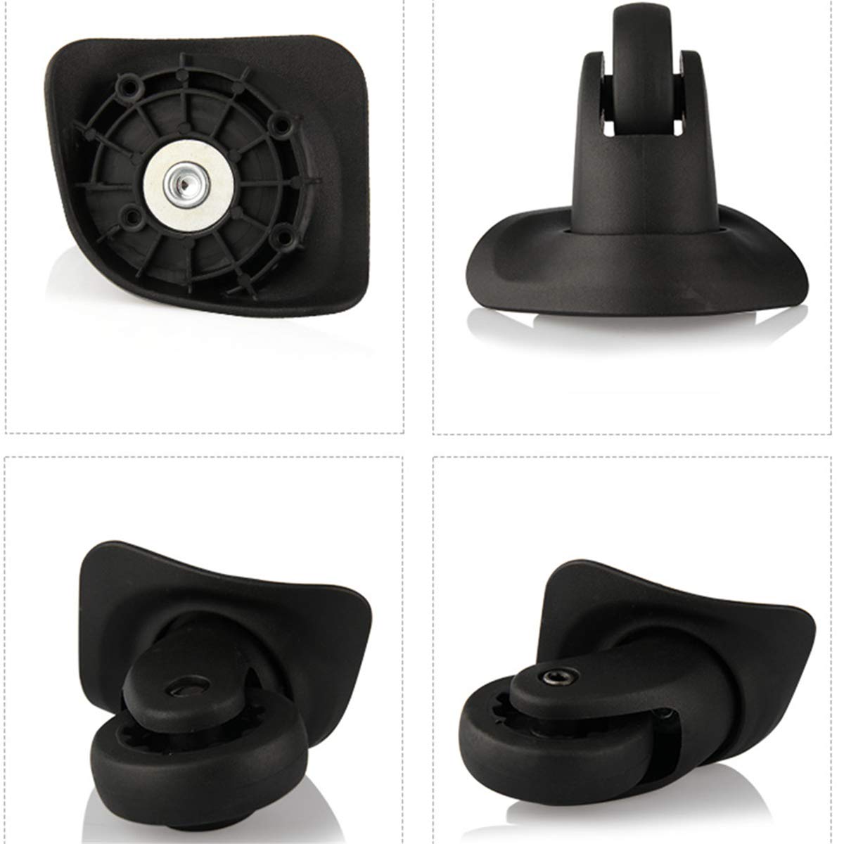 Recambio Ruedas Maletas, Ruedas de Repuesto for reparación de Equipaje, giratorias de 393 Grados con Tornillos, Paquete de 2, Color Negro