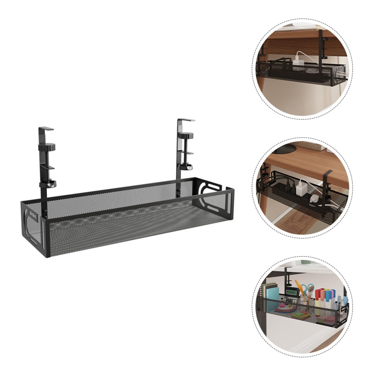 VALICLUD Organizador de Cables Debajo del Escritorio Metálico Negro, Tamaño Grande 40x13x7 Cm, Bandeja para Gestión y Almacenamiento de Cables, Enchufes y Cargadores, Soporte para Oficina