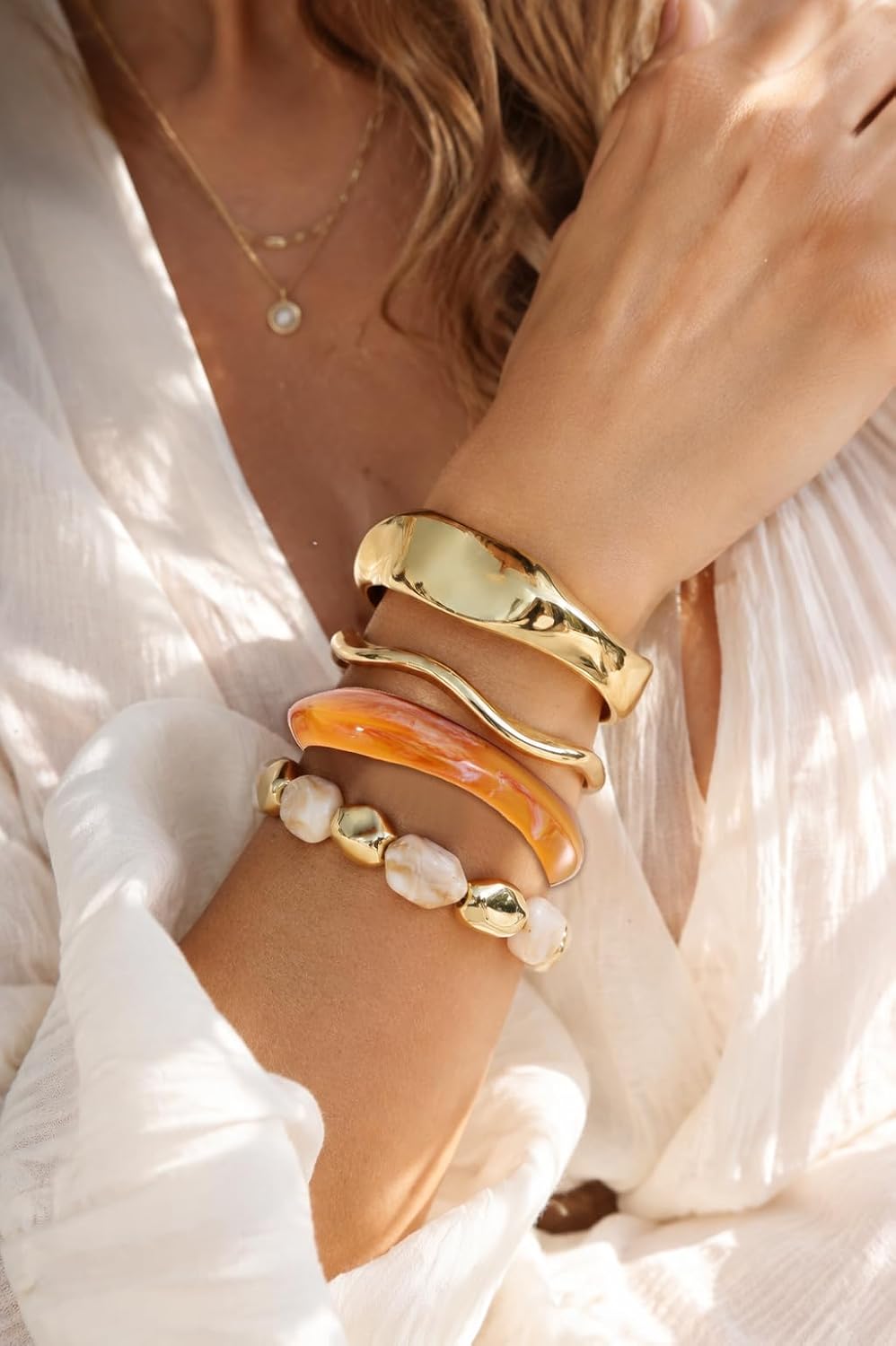 Acrylic Chunky Bangles Bracelet for Women, Trendy Resin Bracelets Set image 5