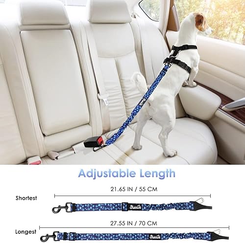 Vista 58 de SlowTon Cinturón de seguridad para perro, correa de cinturón de seguridad ajustable para perro, 2 en 1, cinturón de seguridad para automóvil