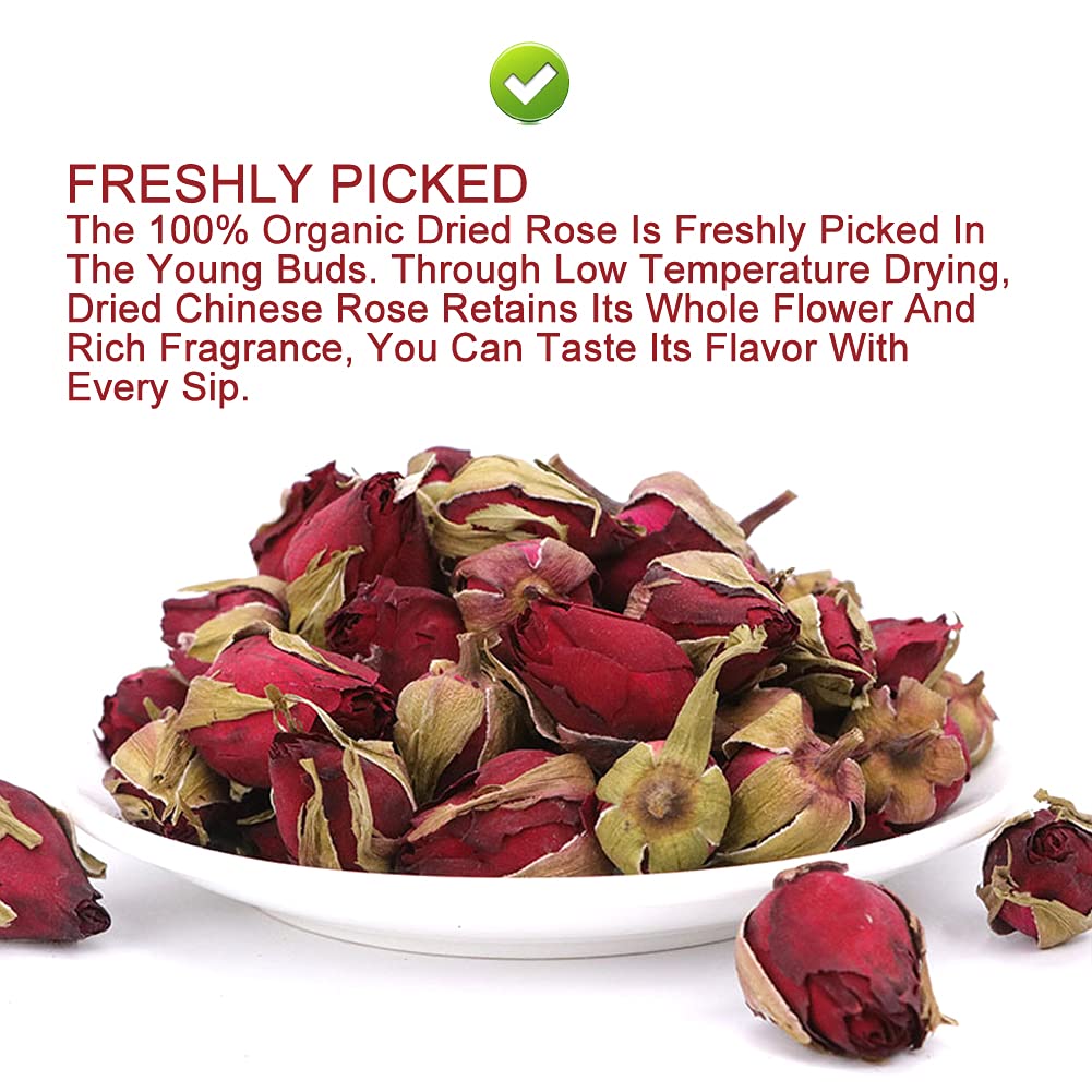 PlantGift Natural Dried Chinese Rose Buds, 50G/1.76oz 月季花（Rosa chinesis Jacq.）Rosebud Flower, Herb Loose Leaf Tea, Fragrant Natural Herbal Tea China rose
