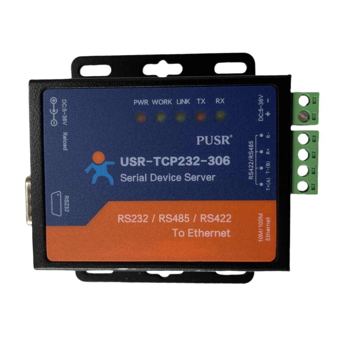 USR-TCP232-306 Serialer Ethernet-Konverter, LAN TCP/IP zu RS232/RS485/RS422-Geräteserver mit breiter 5-36V Gleichstromversorgung, HTTPD-Client-Unterstützung