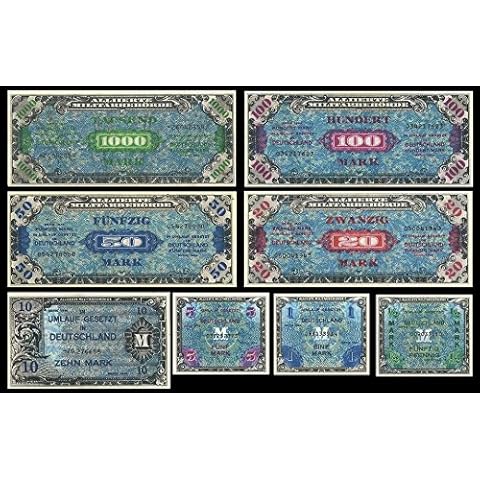 ***0,5 - 1000 Mark Alliierte Militärbehörde Geldscheine Besatzungszone 1944 - P191 - P198 - Reproduktion *** Cover