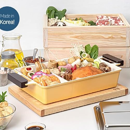 Miniatura 5 de It likes Vaporizador de bambú de media y media olla de acero inoxidable con tapa de acero inoxidable, color amarillo, 13.8 x 13.4 x 9.84 pulgadas