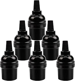 DiCUNO E26 Vintage Edison Light Bulb Socket, Retro Edison Black Lamp Holder, Pendant Light Medium Screw Base, Maximum Wattage 660W, UL Listed, 6-Pack