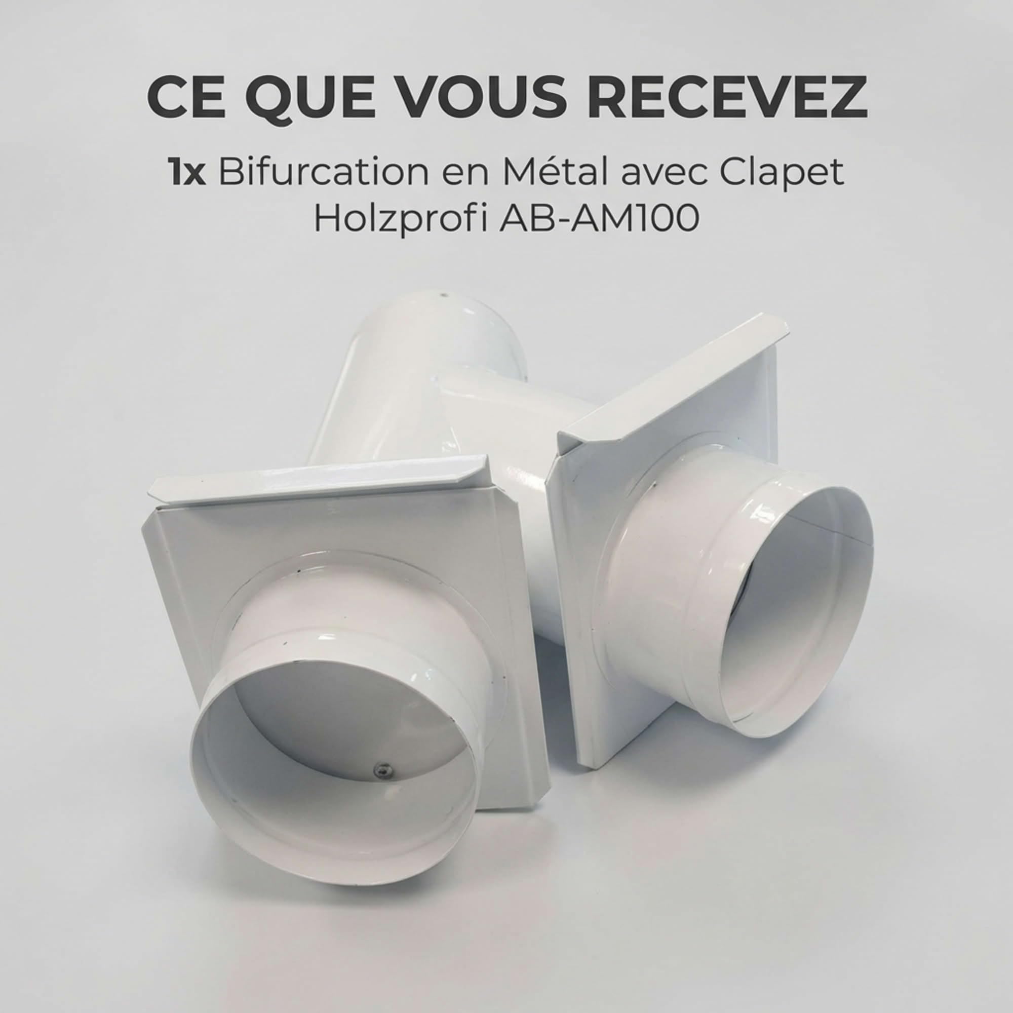 Holzprofi - Tuyau de bifurcation avec obturation entrée 100 sortie 100/100 mm - AB-AM100 100/100 - Holzprofi