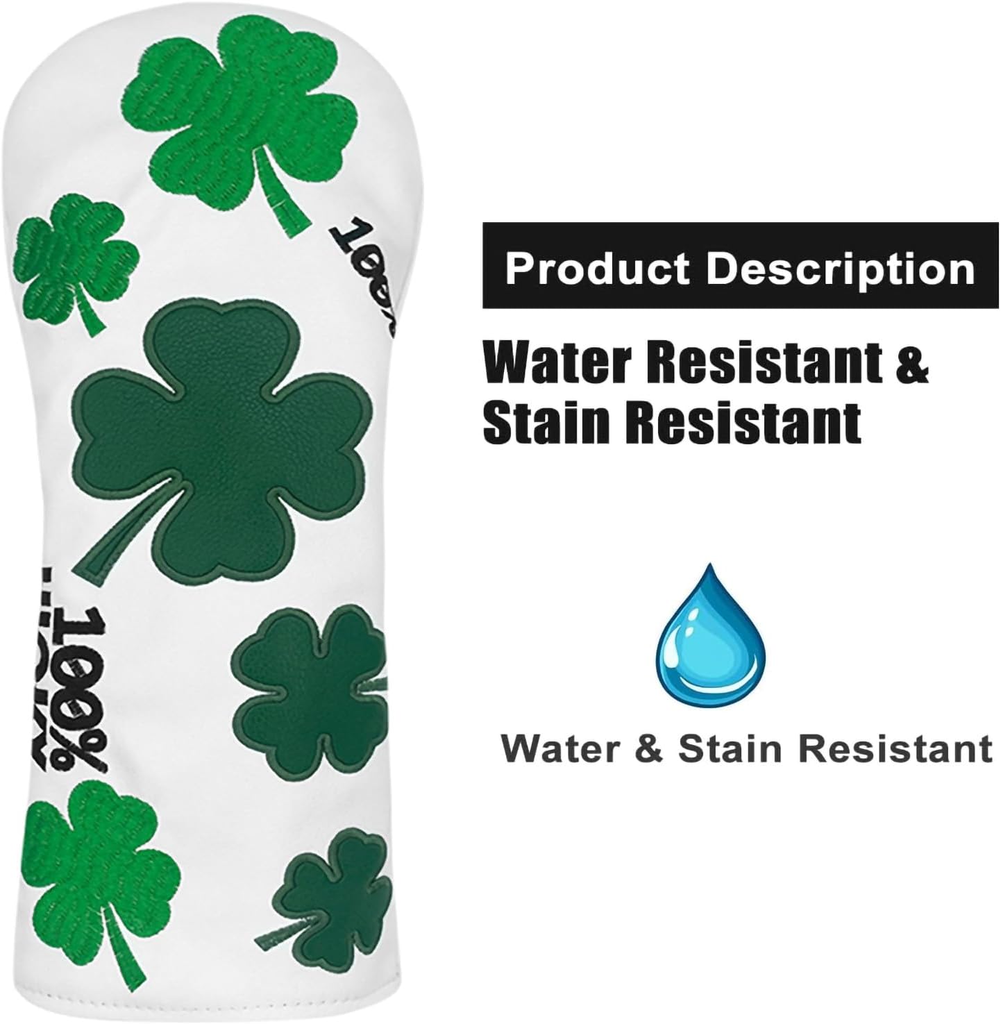 Golf Head Covers, Embroidered PU Leather Head Covers, Fits Driver/Fairway Wood/Hybrid Clubs, Premium Golf Accessories