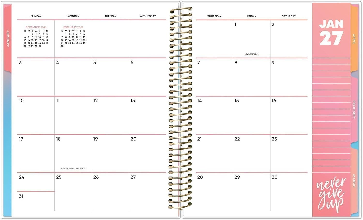 Blue Sky Livewell 2027 Weekly and Monthly Planner Calendar, January 2027 - December 2027, 7" x 9", Flexible Cover, Durable Twin Wire Binding, Colorful Pages, Storage Pocket, Includes Stickers, Magenta