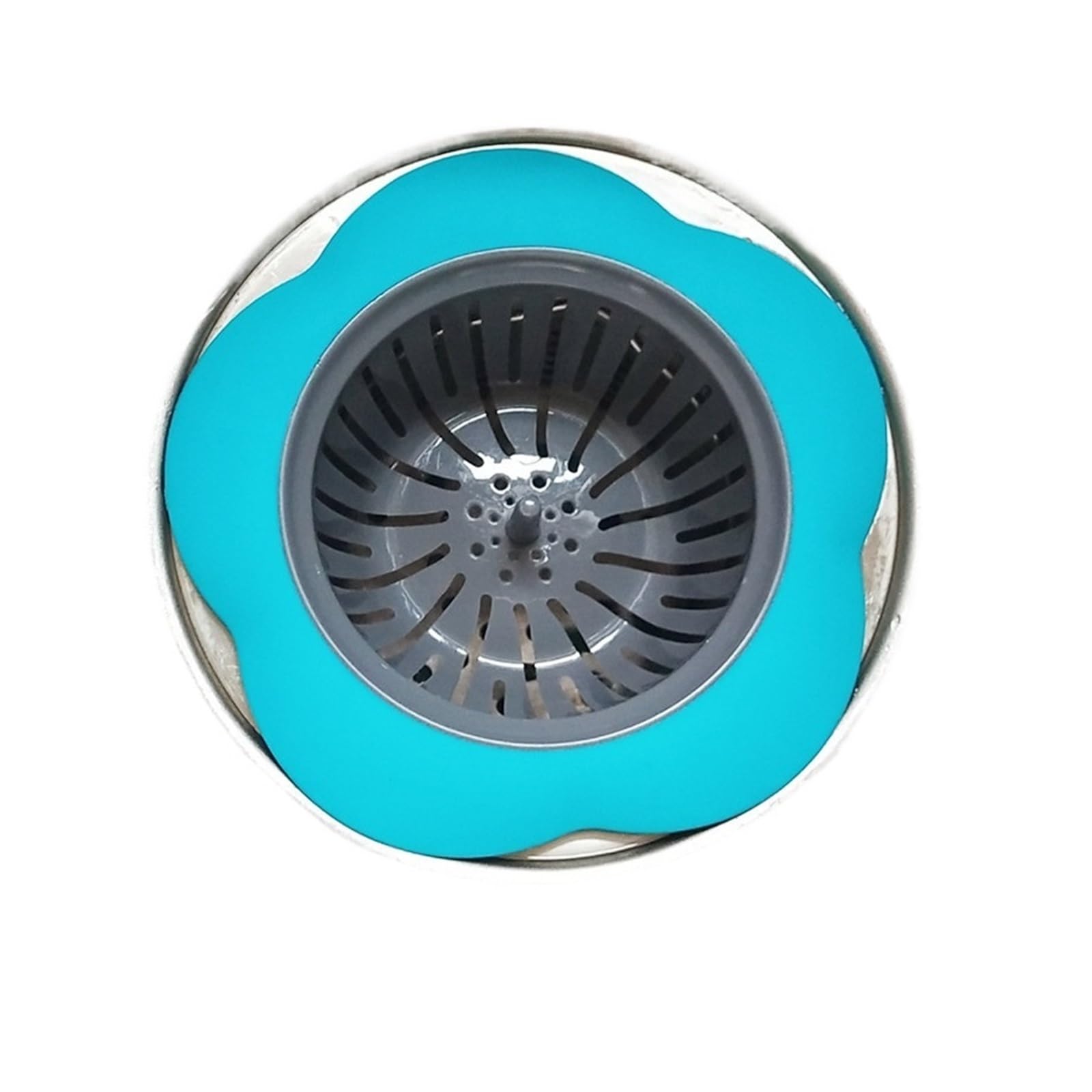 SNGUOQ 4pcs Kitchen Mesh Sink Drain Silicone Strainer Flower Shape Bathroom Hair Filter Fine Hole Trap Waste Screen For Kitchen Sinks And Filters(Blue)